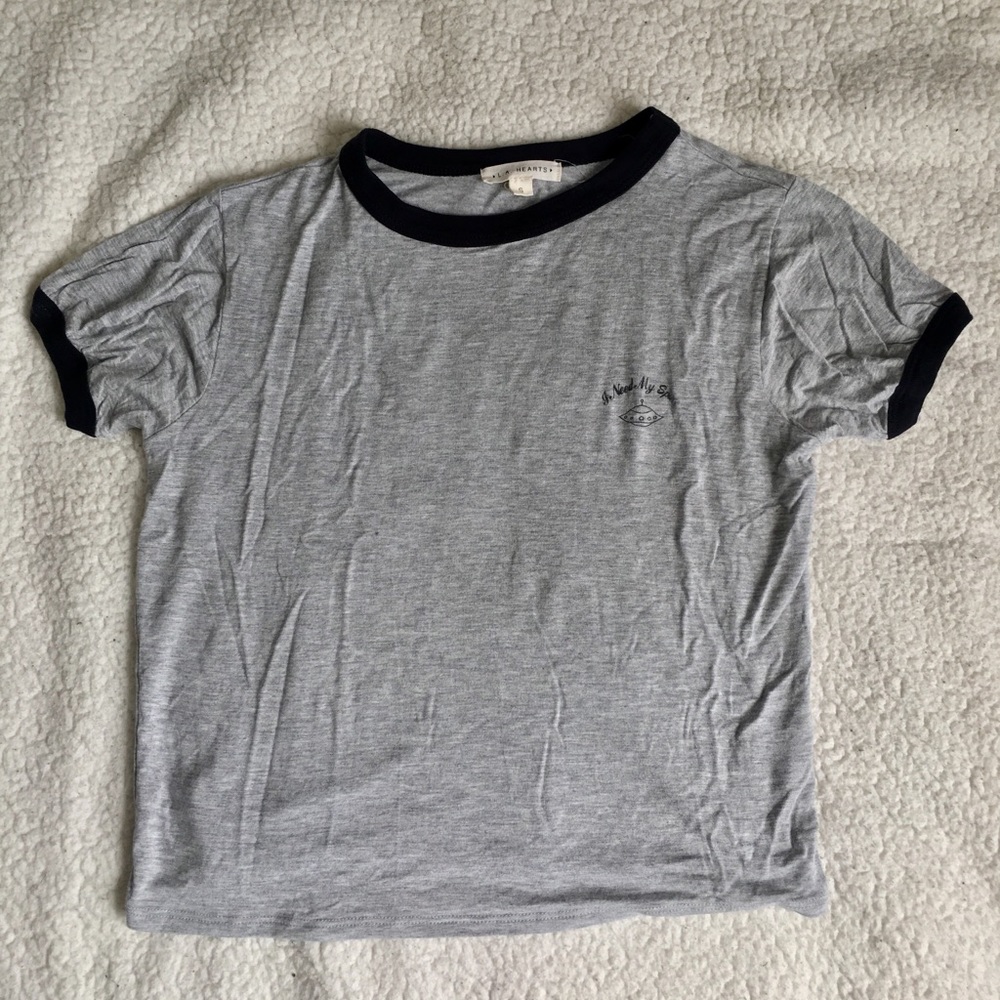 Pacsun LA Hearts Grey Black Ringer Tee